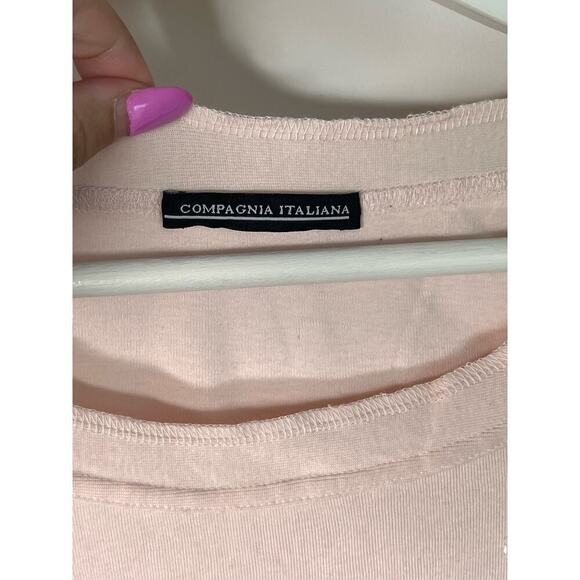 Compagnia Italiana Beaded Sequin Roundneck Top Cotton Pale Pink Women's Sz Small - Picture 8 of 10